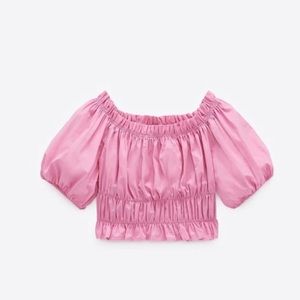 pink zara crop top